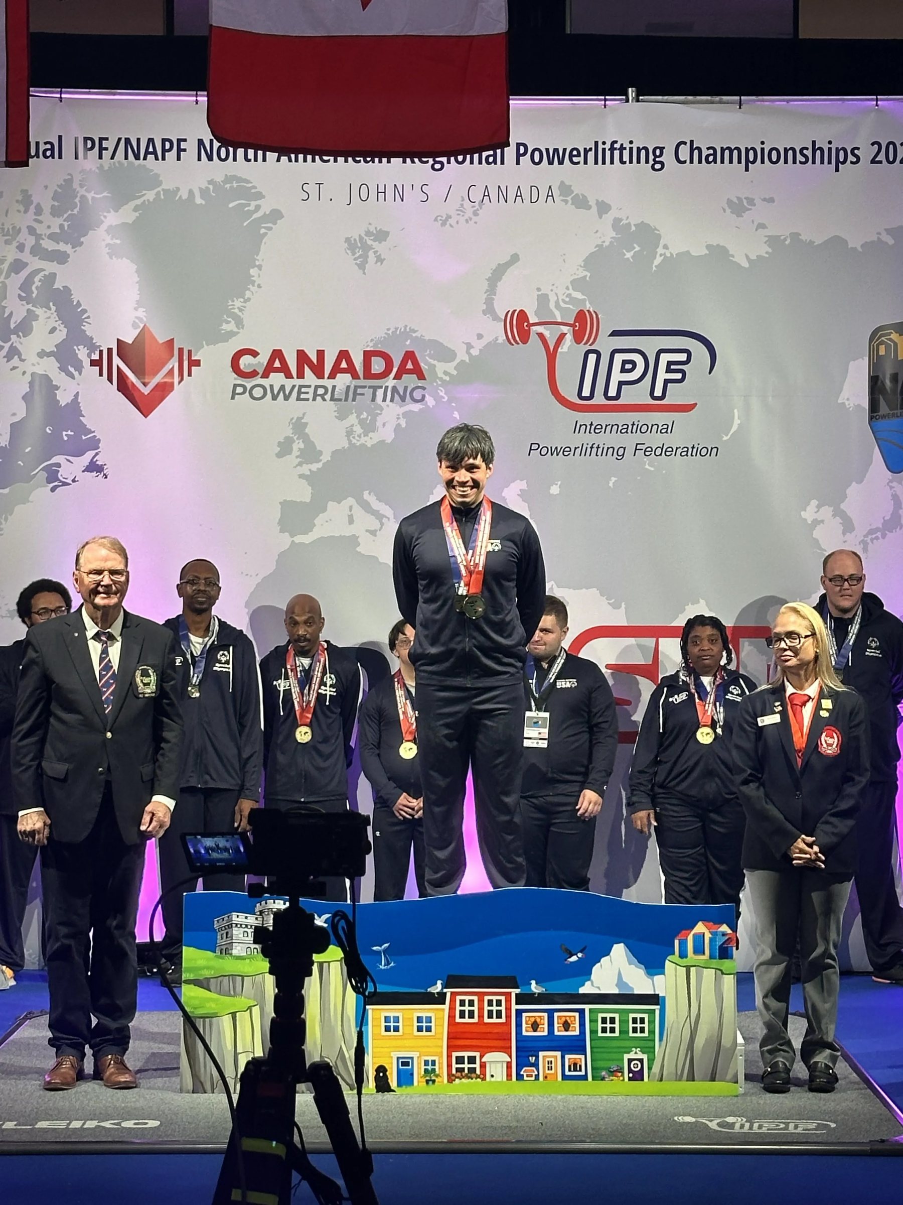 Noah Duplichan on the top step of the podium in St. John's, Canada